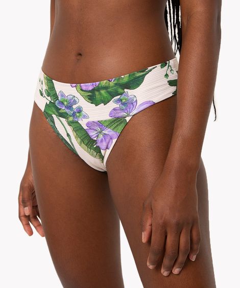 biquíni calcinha tanga pala larga texturizada com proteção uv off white