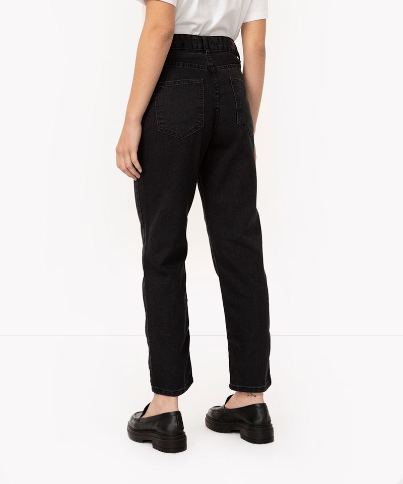 calça mom jeans cintura super alta preta - C&A