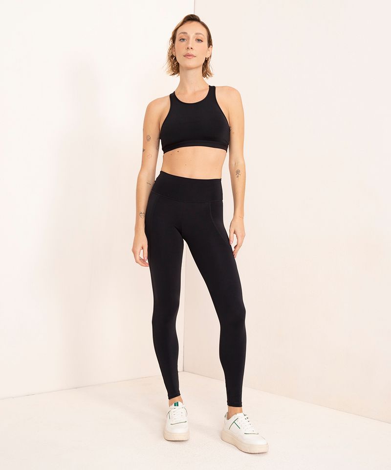 calça legging com bolso mindset sport + sustentável preta