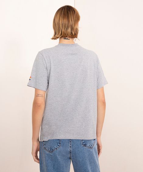 camiseta de algodão manga curta pride mindset cinza mescla