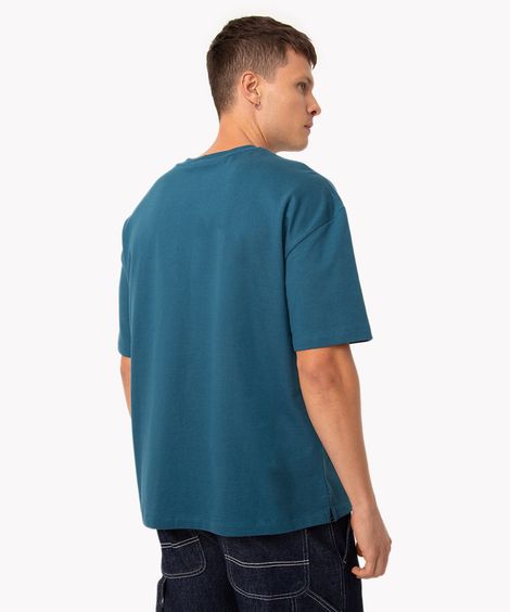 camiseta de algodão oversized manga curta petróleo