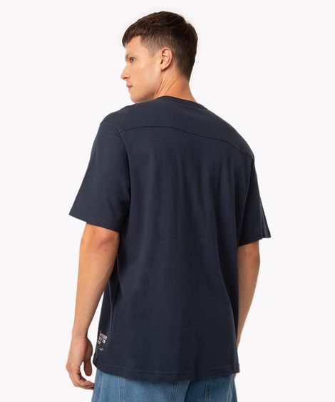 camiseta oversized de algodão manga curta azul marinho