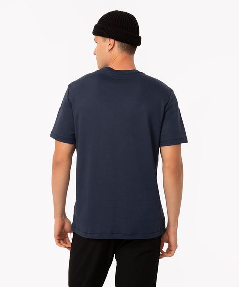 camiseta de algodão peruano bold manga curta azul