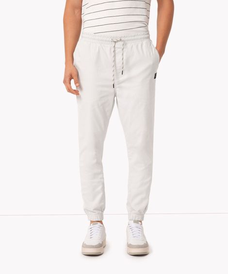 calça jogger slim de sarja amaciada com bolsos preto - cinza