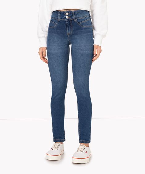 Calça Jeans Feminina Skinny Cintura Alta Azul Escuro