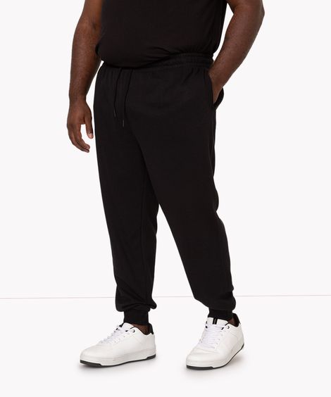 calça jogger de moletom plus size preto