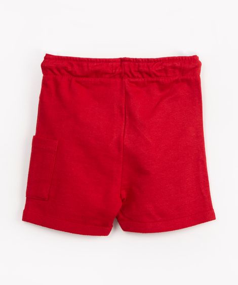 bermuda infantil de algodão com bolso - vermelho