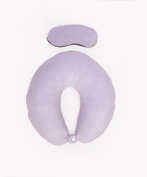 apoio de pescoço com máscara de dormir lilás