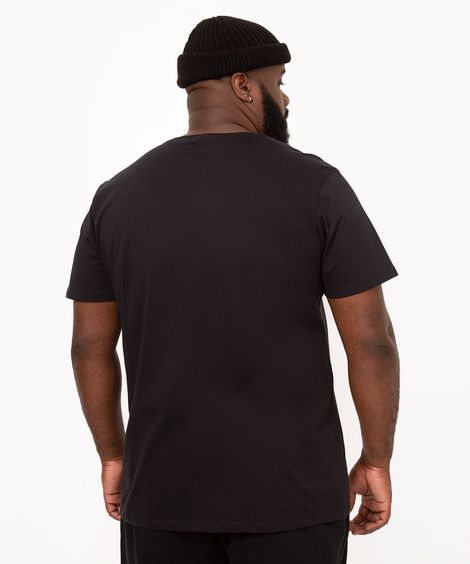 camiseta básica de algodão plus size manga curta gola careca preta