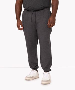 calça jogger de moletom plus size cinza escuro