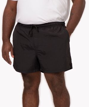 short plus size de poliamida com cordão preto