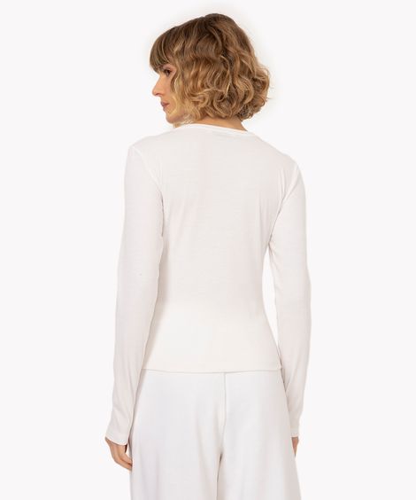 blusa básica decote careca manga longa off white