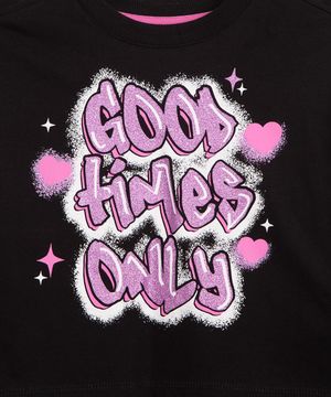 blusa infantil good times only manga longa com tela preta