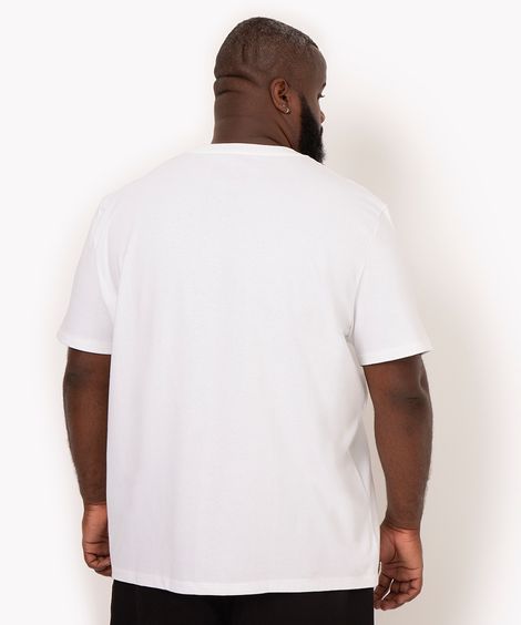 camiseta de algodão plus size oversized manga curta preta - branco