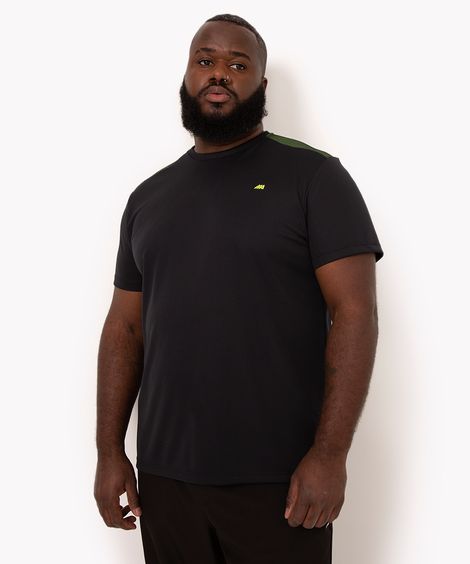 camiseta plus size manga curta esportiva ace preta - preto