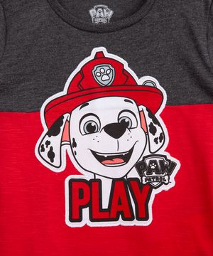 camiseta de algodão infantil patrulha canina manga longa vermelha