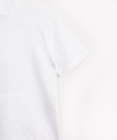 camiseta de algodão infantil com capuz e bolso manga curta off white