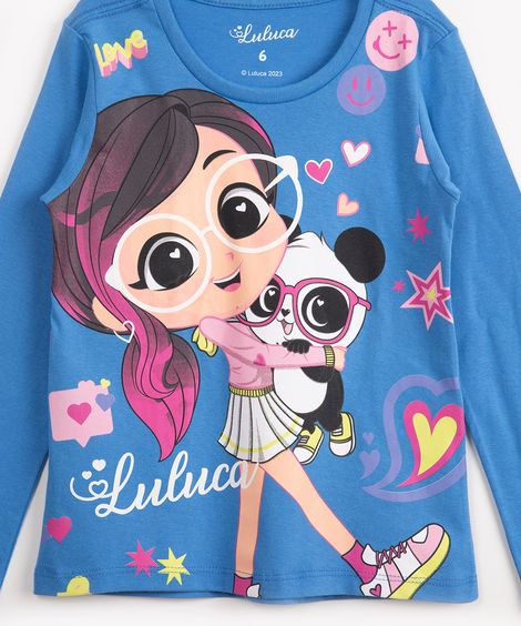 blusa de algodão infantil luluca manga longa azul