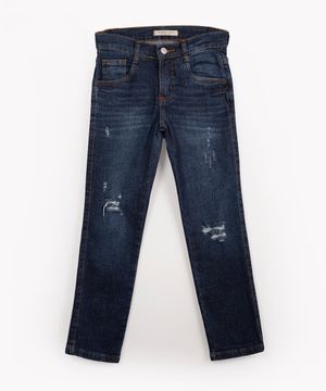calça jeans infantil skinny com bolsos azul escuro