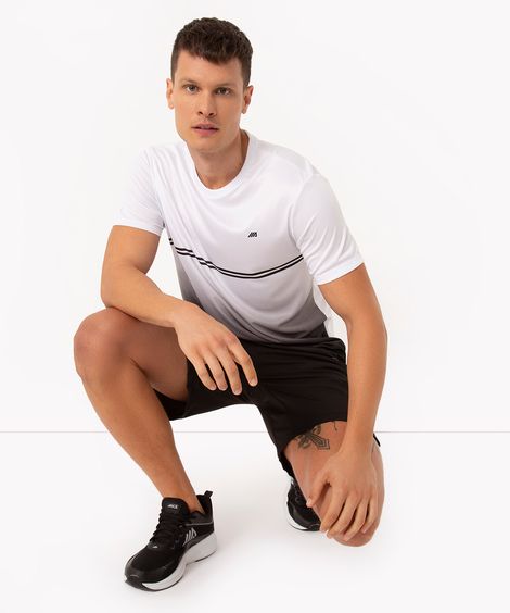 camiseta manga curta degradê esportiva branco