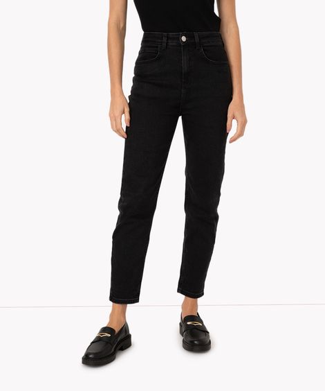 calça jeans mom cintura super alta preto