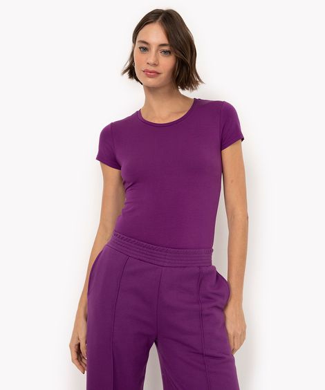 camiseta de algodão peruano básica roxa