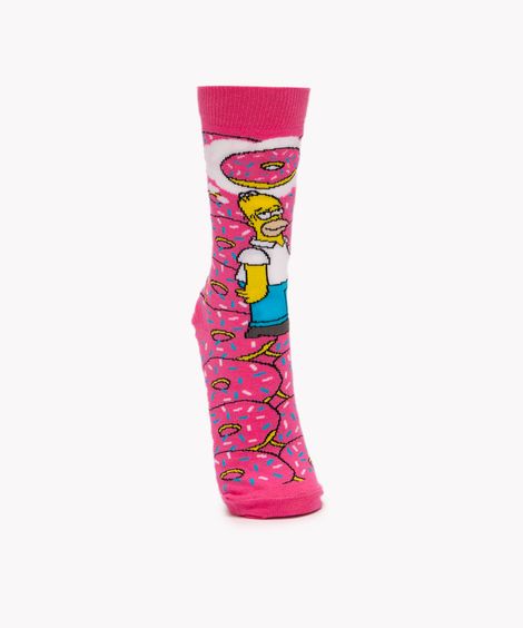 meia cano longo homer simpson rosa