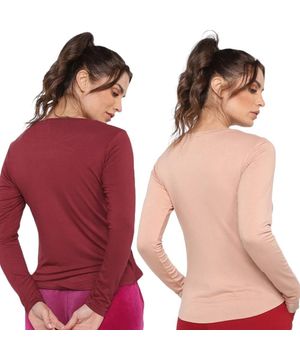 Kit 2 Blusas Rainha Casual Elastic Feminina Vermelho e Rosa