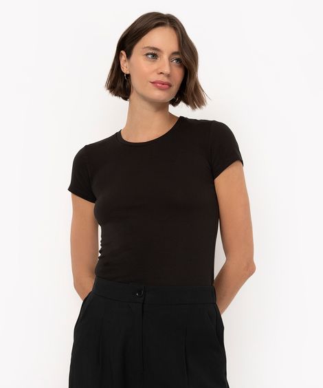 camiseta de algodão peruano básica preta