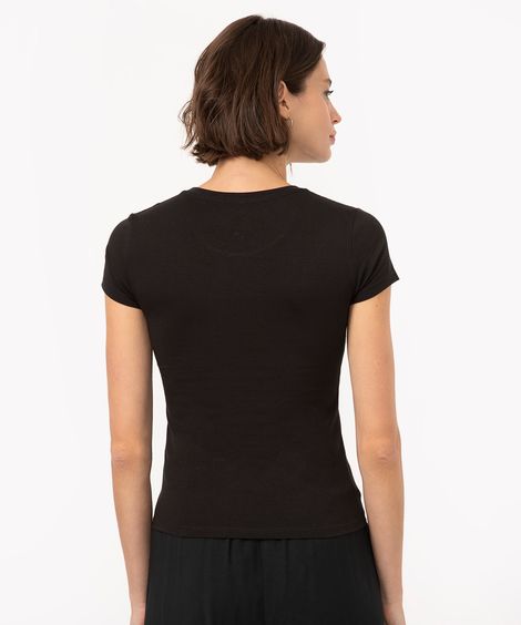 camiseta de algodão peruano básica preta