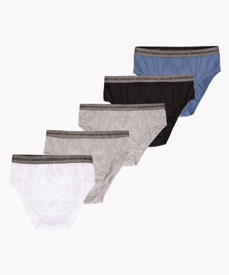 kit de 5 cuecas de algodão colorido