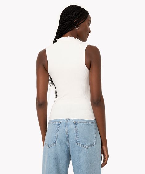 regata de viscose gola alta fru fru off white