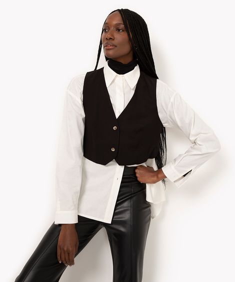 colete cropped alfaiataria preto