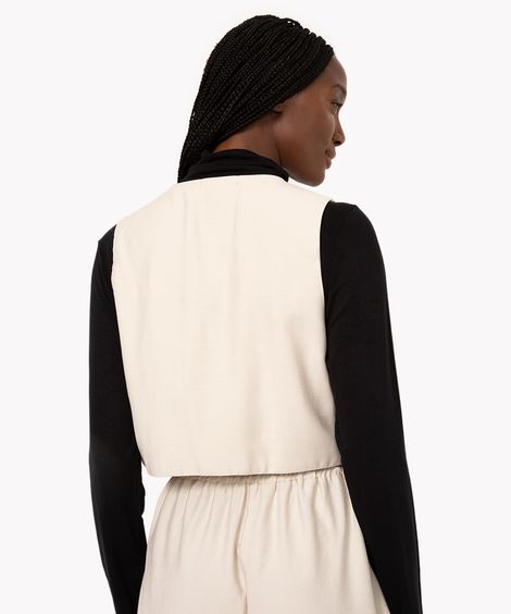 colete cropped alfaiataria areia