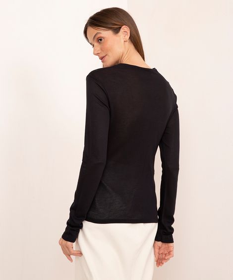 blusa de viscose manga longa mindset preto