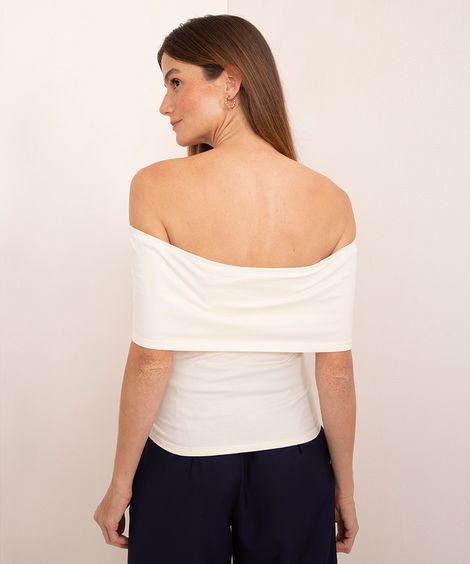 blusa de algodão ombro a ombro mindset off white