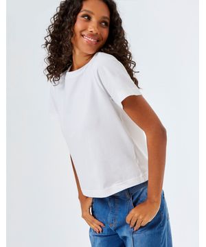 Blusa Basica Cotton Gola Rib - Off White