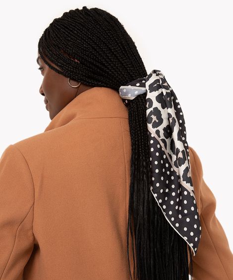 lenço feminino estampado animal print preto