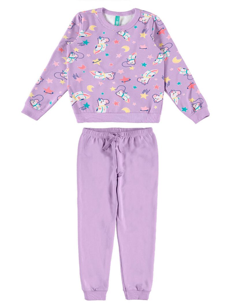 pijama infantil menina longo malwee 1000090610 azul marinho - C&A