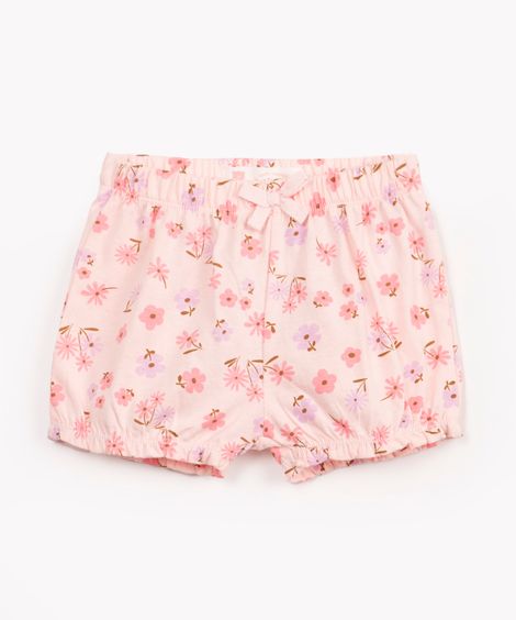 short de algodão infantil floral porco espinho rosa