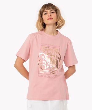 camiseta de algodão game of thrones manga curta rosê