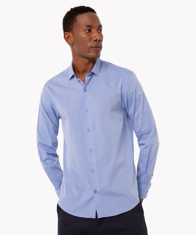 Camisa Manga Curta Azul Quadrado Comfort plus - Hilios - Inspirado em você!