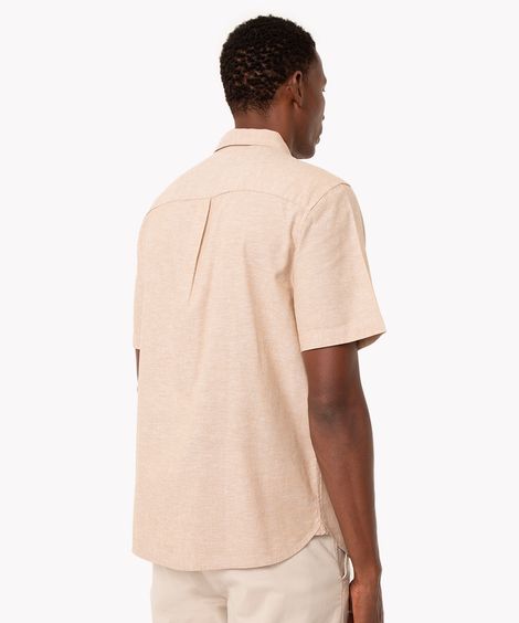 camisa comfort de linho manga curta kaki