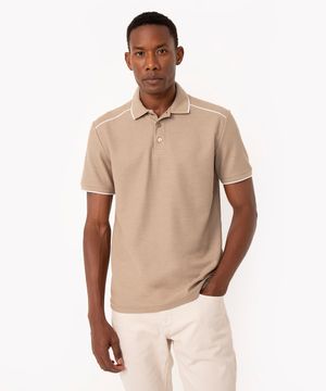 polo comfort com nervuras bicolor bege