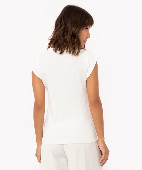 blusa canelada muscle tee decote redondo off white - off white
