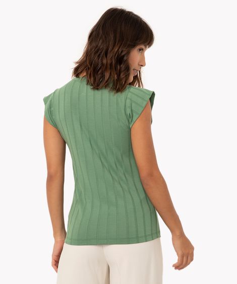 blusa canelada muscle tee decote redondo off white - verde