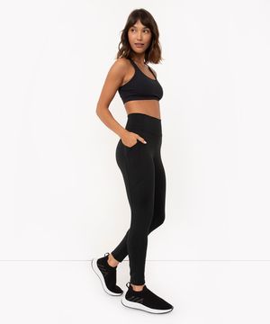 calça legging cintura alta com recorte canelado esportiva ace