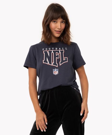 camiseta esportiva de algodão manga curta nfl azul marinho
