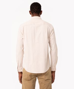 camisa de algodão slim manga longa bege
