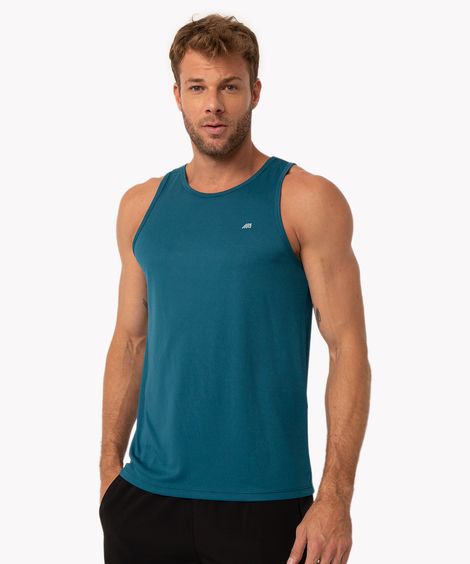 Regata Masculina Esportiva Básica Gola Careca Azul